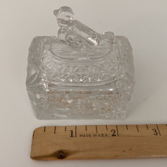 Hofbauer German Crystal Trinket Box With Bird On Lid Vintage - Picture 6 of 9